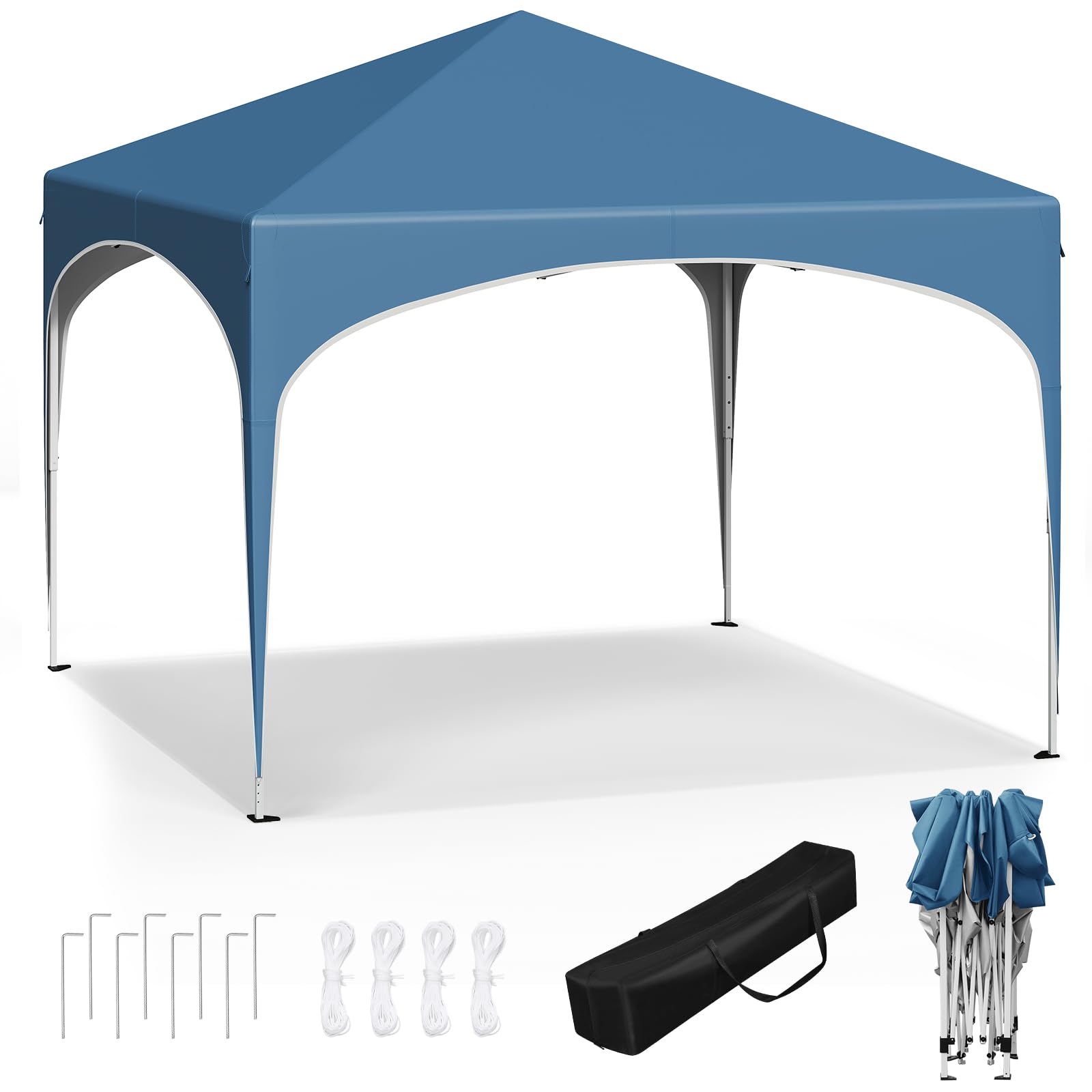 WOLTU Pavillon Faltbar wasserdichter Faltpavillon Sonnenschutz Event Gazebo Gartenpavillon auf Terrasse Camping Festival mit Halbmonddach Pagodenzelt des Halbkreises aus Oxford Metallrahmen 3x3m Blau