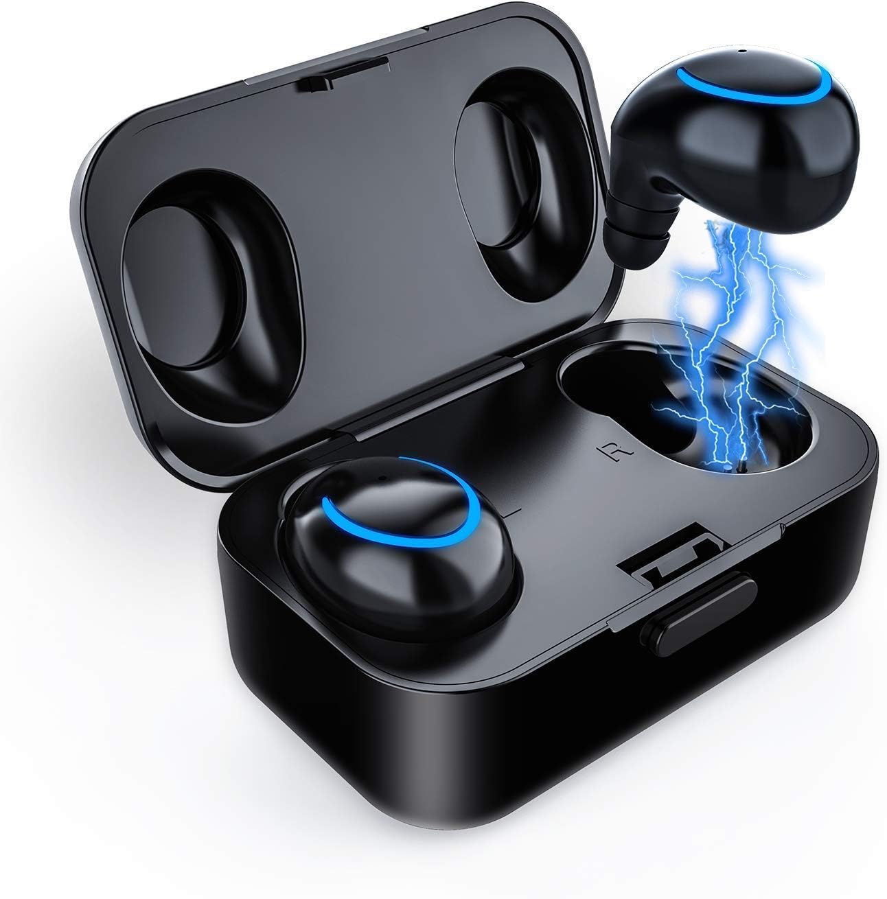 【Upgraded 2019 Version】Lesoom Truly Wireless Earbuds Bluetooth V5.0 IPX5 Waterproof Sweatproof Noise Cancelling Headphone True Wireless Earphones with Mic for iPhone Samsung Boys Gym Running