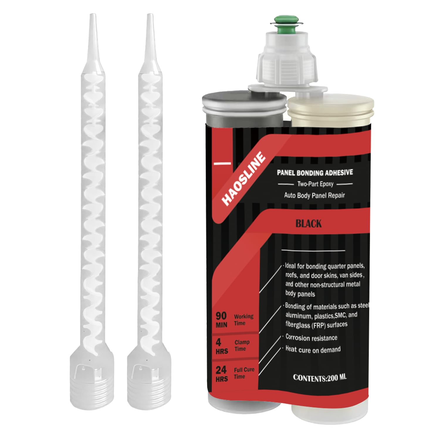 HAOSLINE Panel Bonding Adhesive 200mL Two-Part Epoxy for Auto Body Repair - Bonds Metal Composites Black Cartridge