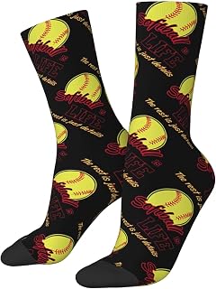 Work Socks Softball Is Life Walking Socks Recycled Climbing Men’S Socks Nonslip Yoga Hiking Running Socks 40Cm