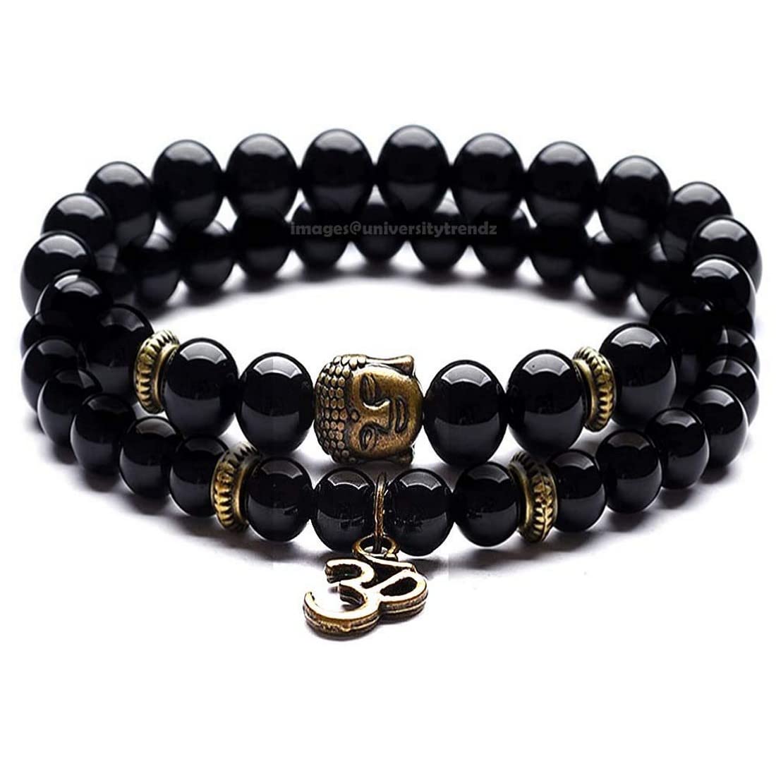 Vientiq Mens DVine OM Buddha Bracelet Glossy Black Beads for Men (B0C5YRYMTH) Amazon Price History, Amazon Price Tracker