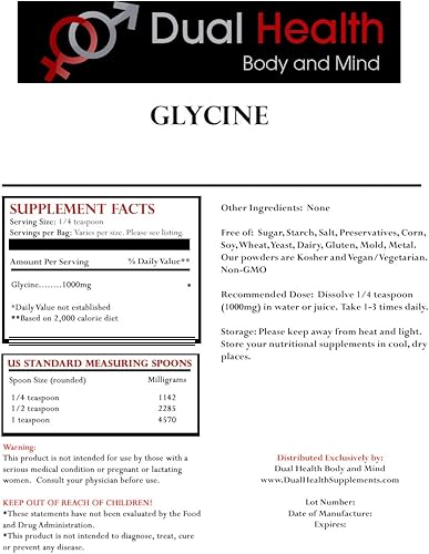 Miniatura 2 de Polvo de glicina (17.64 oz1.1 libras) Suplementos a granel de glicina de forma libre pura, aminoácido del sueño, sin OMG, sin gluten