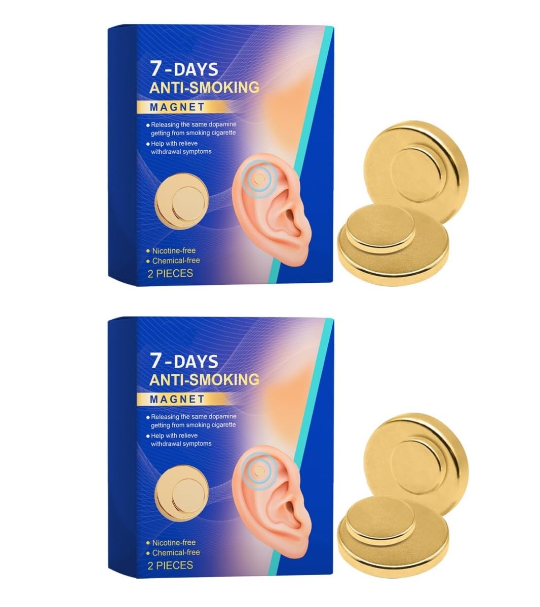 Aimants auriculaires naturels pour arrêter de fumer - Efficaces en 7 jours, sans nicotine ni produits chimiques, aident à réduire la dépendance au tabac, masseur d'acupression portable