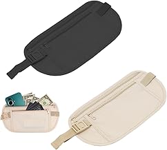 2pcs Ceinture dissimulée avec 2 Compartiments pour téléphone, Argent et Autres Objets de Valeur. Sac de Tailles Anti-vol, Parfait pour Le Sport et Les Voyages, réglable et étanche, ceinture de voyage