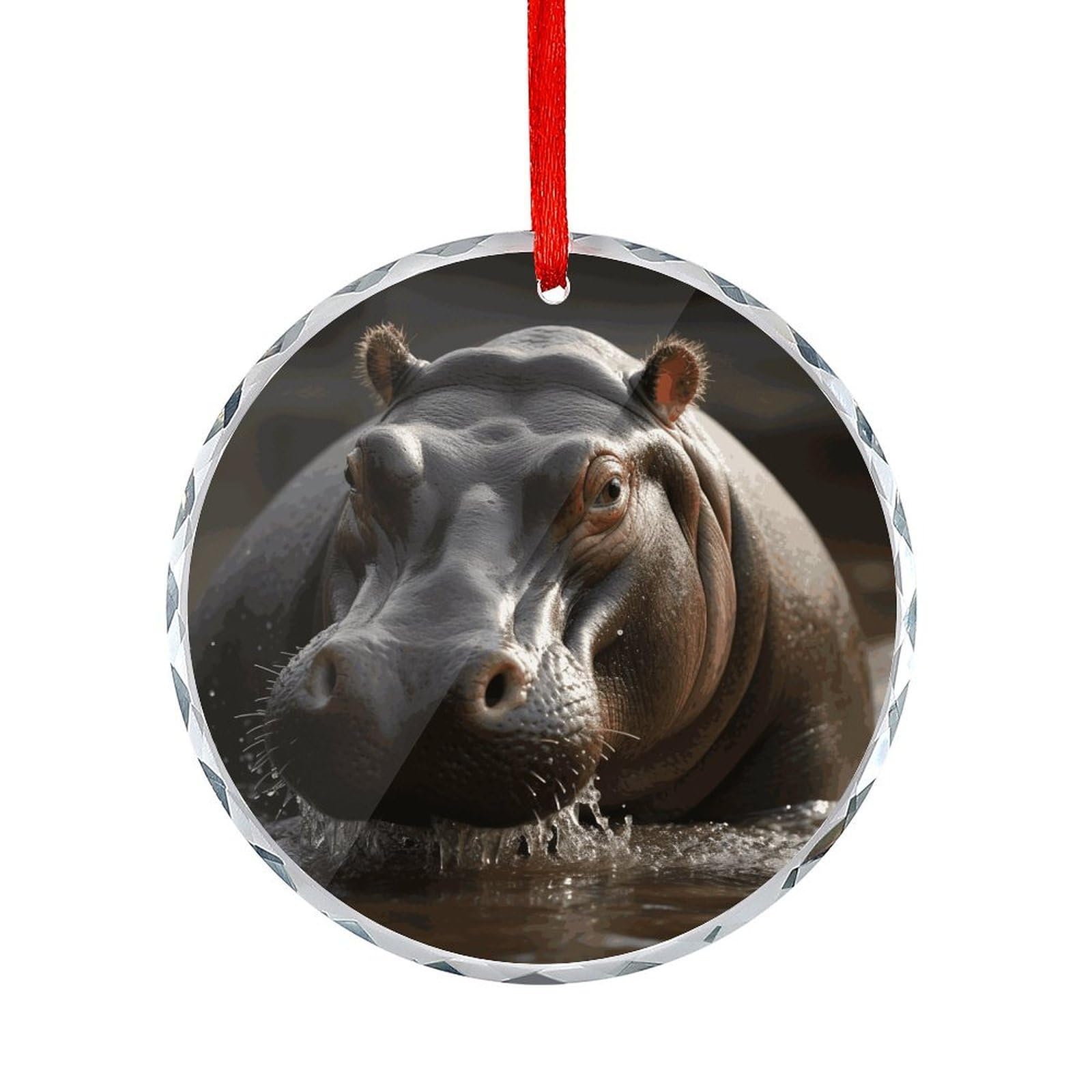 Btcowzrv Style Hippo Round Ornament Hanging Pendant Decor