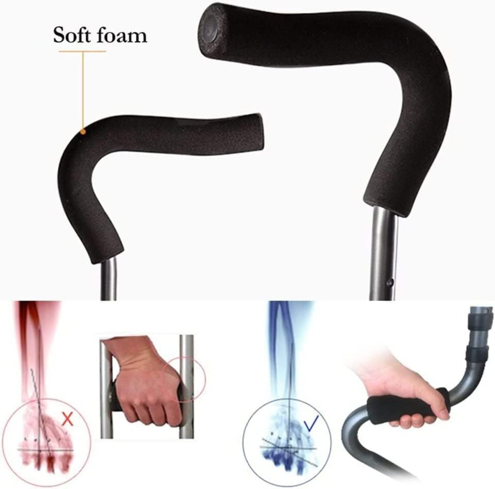 Kule do chodzenia – składane aluminiowe kule pod pachami dla dorosłych, ergonomiczna regulowana wysokość, lekka pomoc w chodzeniu, odpowiednie dla wzrostu 155-190 cm
