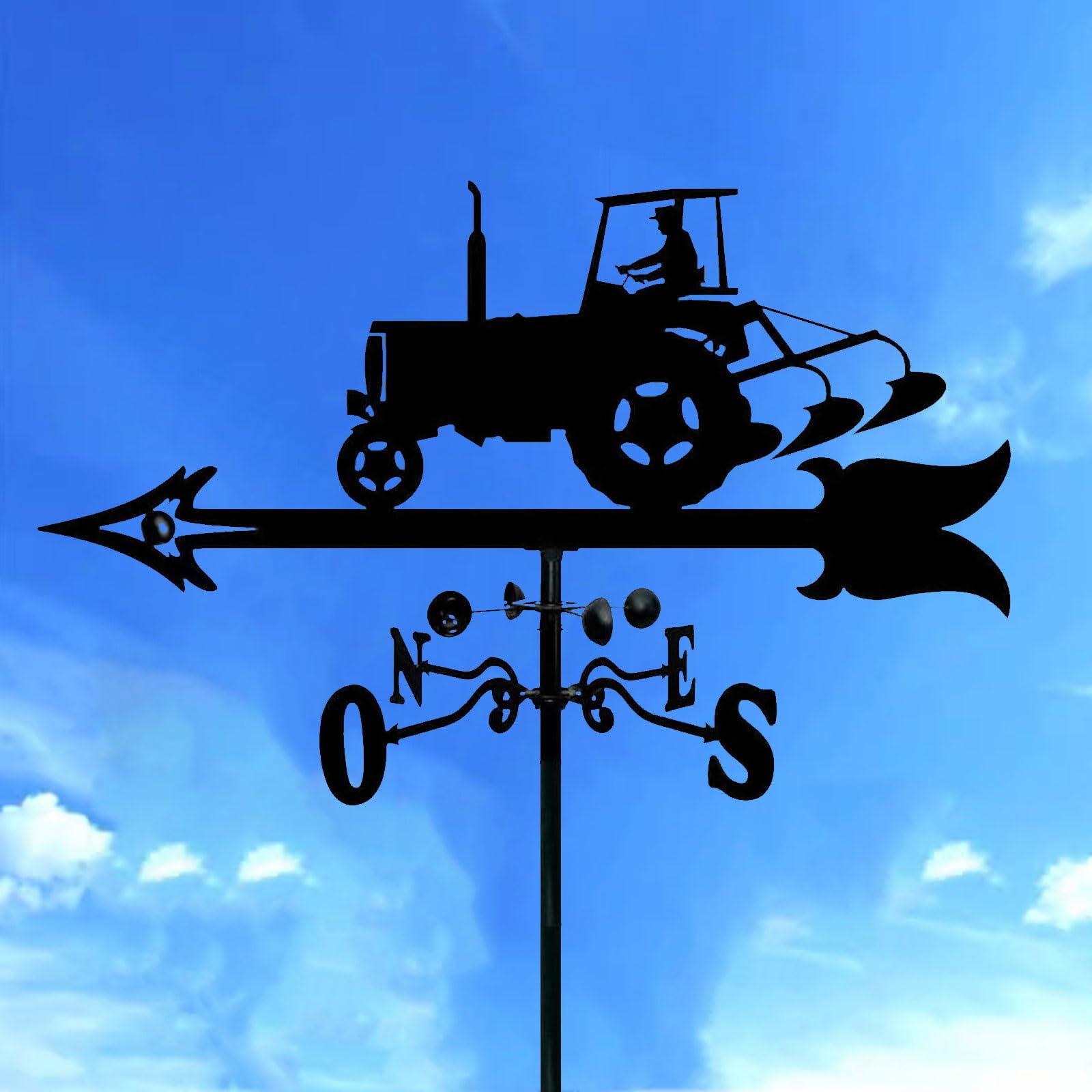 Girouettes pour Jardin Matériau métallique Tracteur comme modèle adapté à la Cour, décoration de Jardin Indicateur de Direction du Vent, Noir 14 * 22 Pouces