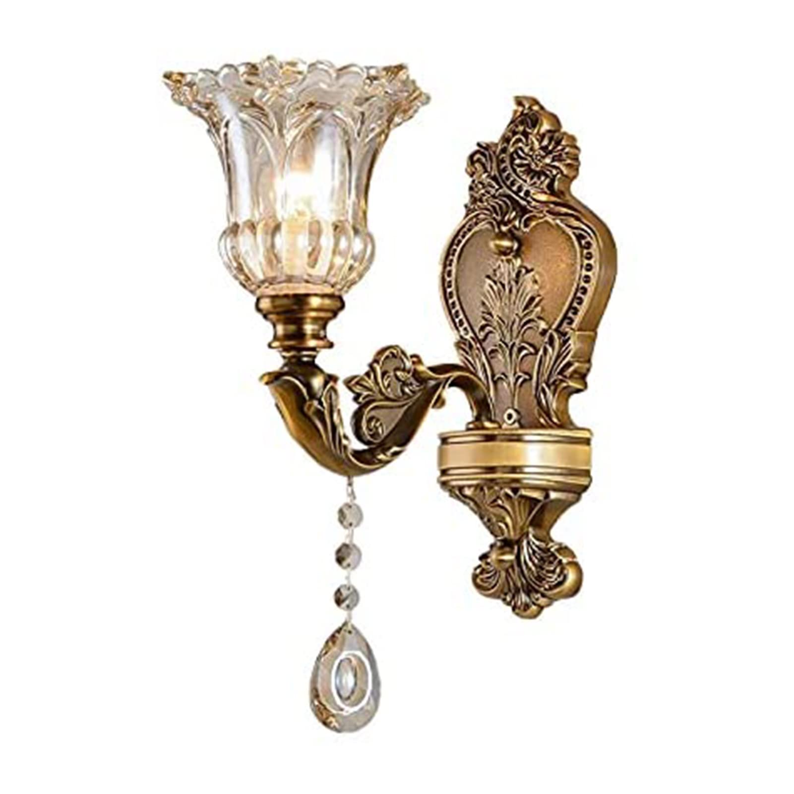 KBUUKYYXouy Wall Sconce Modern Wall Lamp & Sconces Floral Wall Mount Lamp 2 Heads Beveled Crystal Prism Light Retro Wall Spotlights Decoration in Brass Wall Spotlights for,Double(Single)