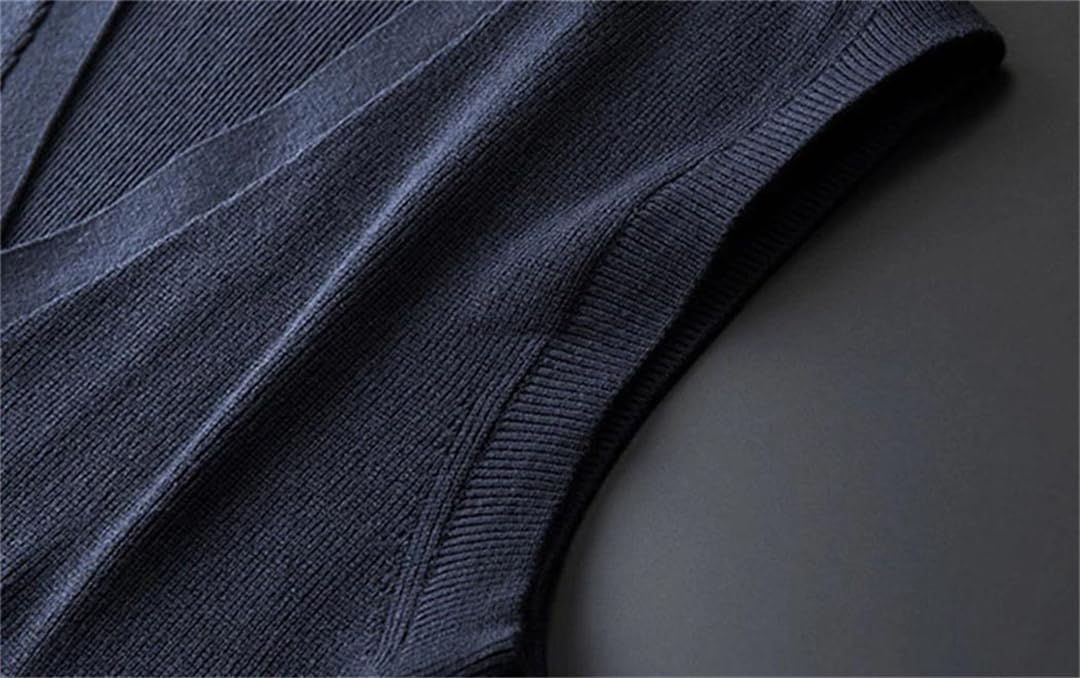 Chaleco de lana para hombre, color liso, sin mangas, suéter de punto, talla grande, cuello en V, informal, con botones