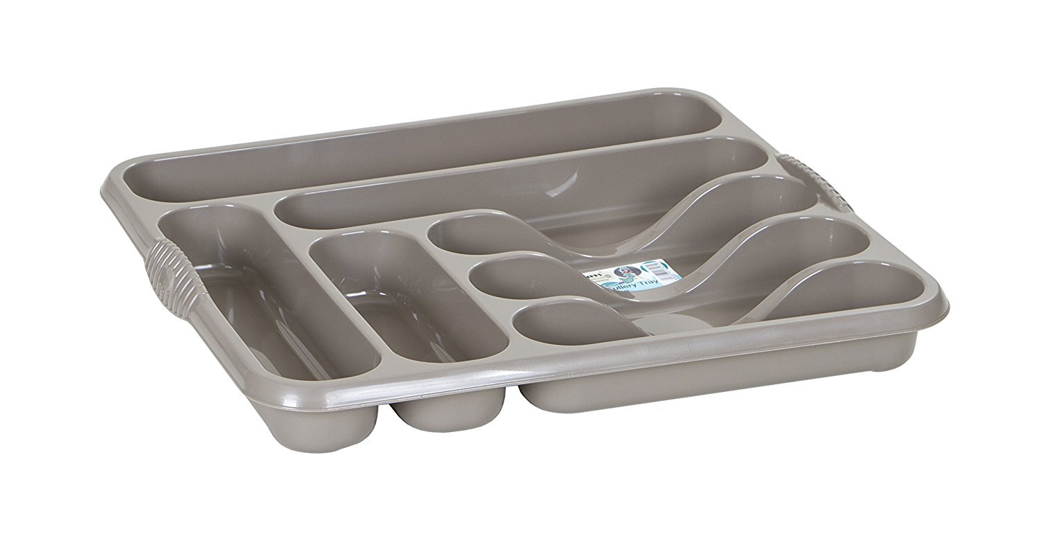 Wham Mocha High Grade 7 Compartment Plastic Cutlery Holder Storage Tray Rack