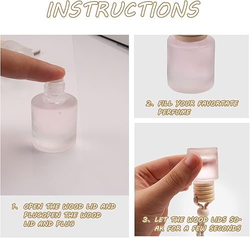 Miniatura 6 de 12 piezas de ambientador colgante de coche botella de perfume botella de vidrio vacía colgante aromaterapia aceite esencial difusor botella coche