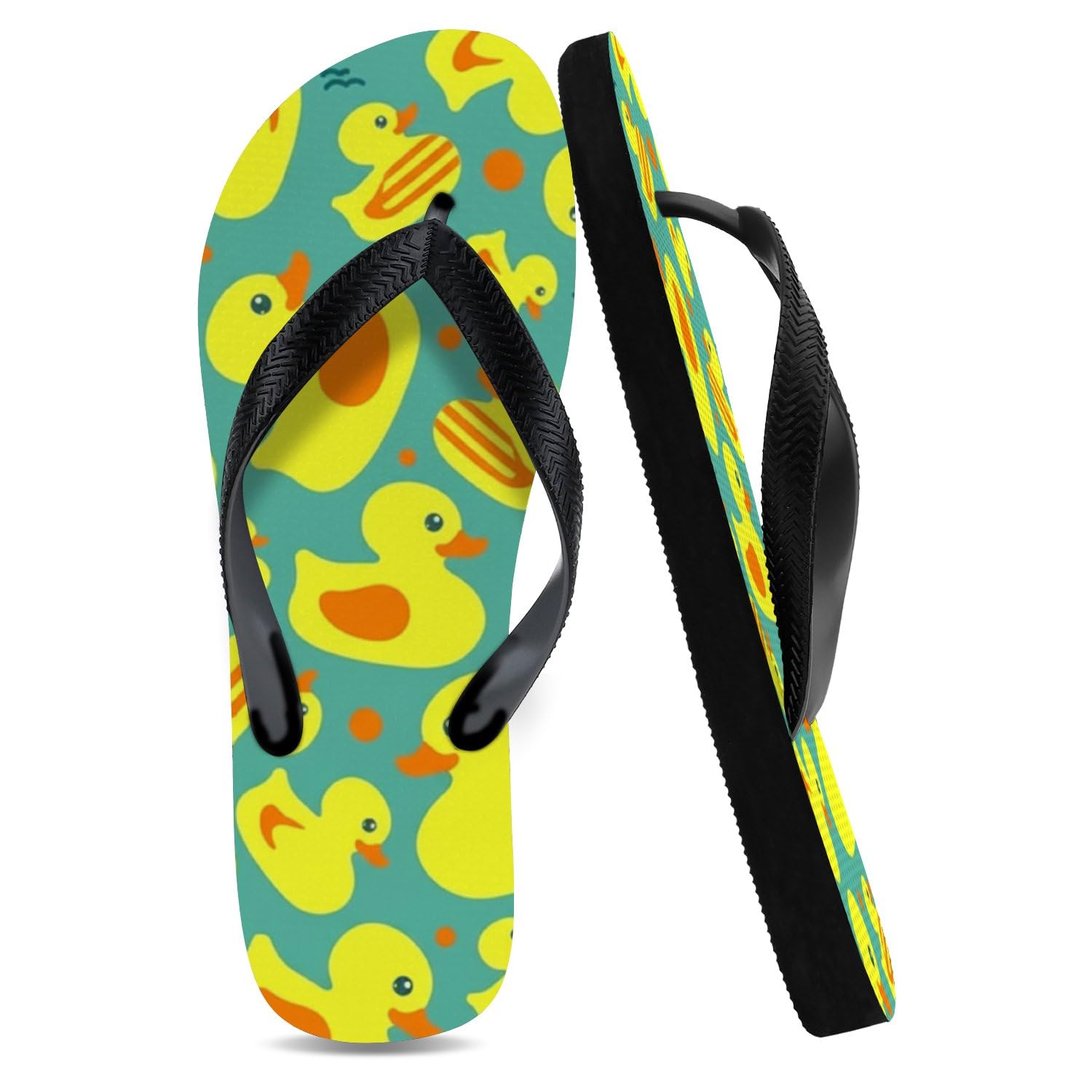 Womens Flip Flops Cute Ducks Rubber Memory Foam Thong Sandals Slip-Resistant Fashion Shoes Athletic Sport Slides Basic Nice
