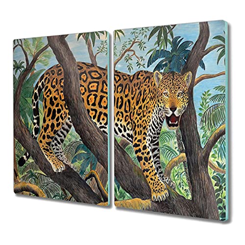 Planche en verre de sécurité décorative impression jungle chat - 2