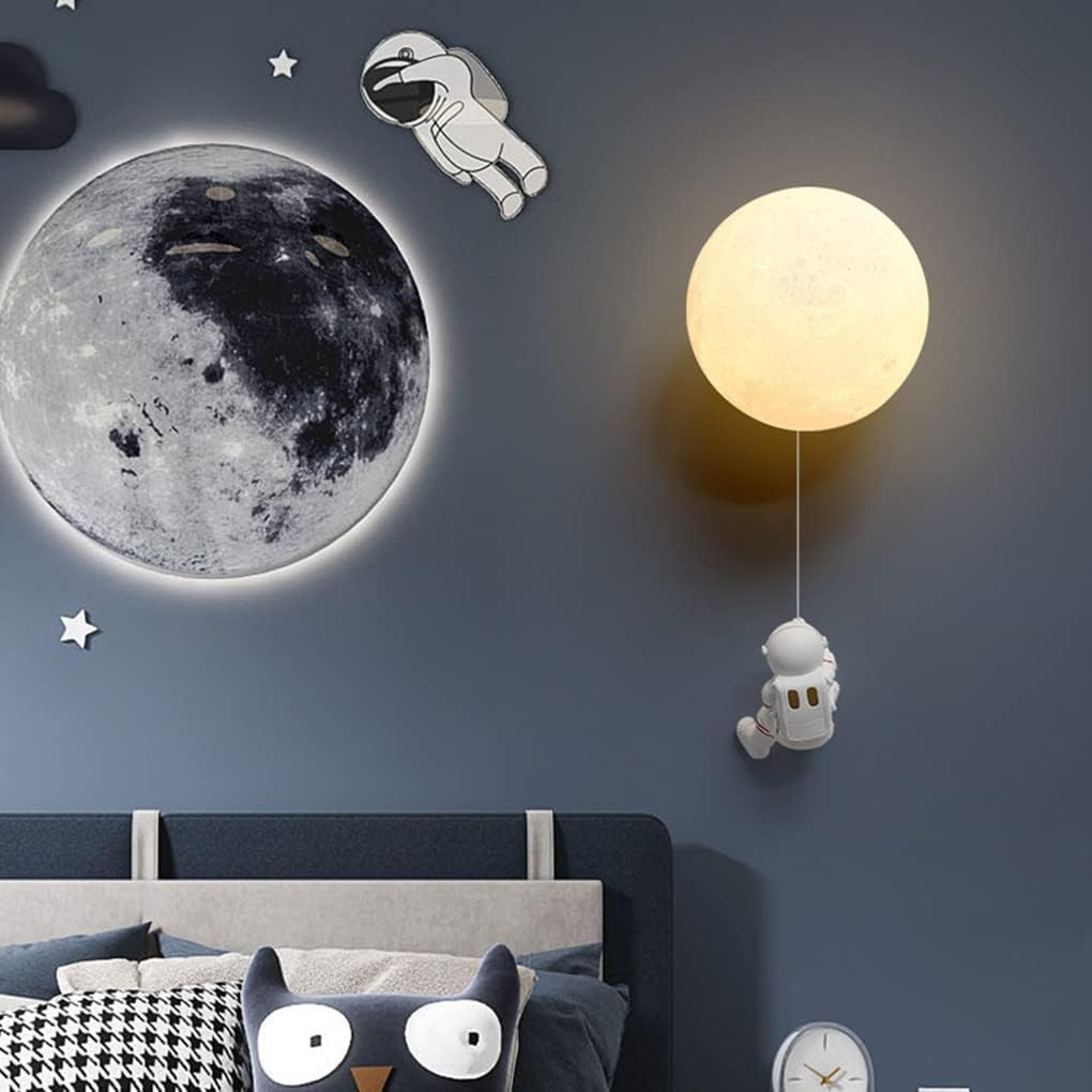 Kinkiet Wewnątrz Astronauta Księżyc Kinkiet Druk 3d Sypialnia Dziecięca Lampka Nocna Dekoracyjne Oświetlenie ścienne Dla Chłopców Dziewczynka Przedszkole Salon Jadalnia Muzeum Nauki