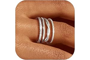 Florideco Silver Plated Rings for Women: Non-Tarnish Dainty 14K Gold Plated Stackable Thin Rings