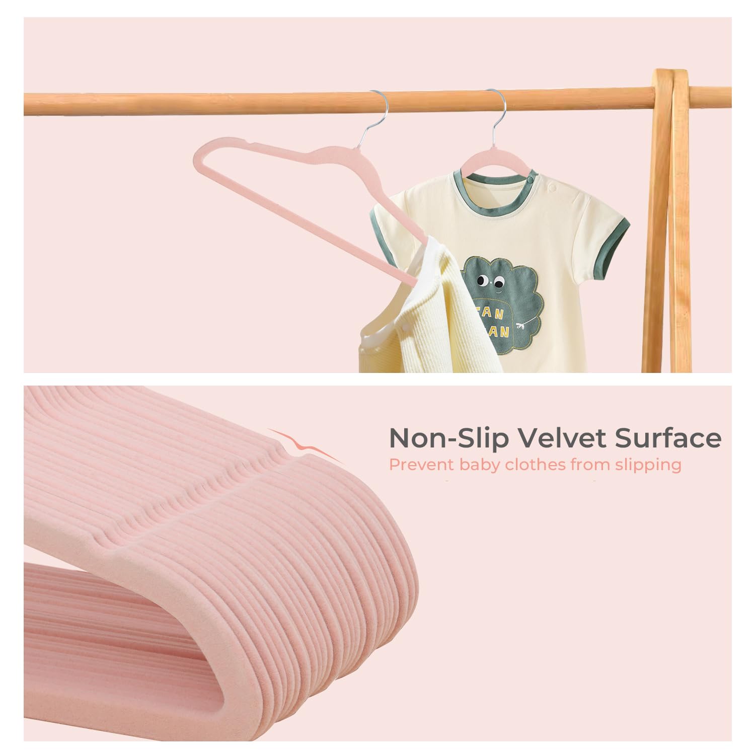 ManGotree Kids Velvet Hangers, Non-Slip Children's Clothes Hangers, Space Saving Schoolchild Hanger with Swivel Hook - Image 4