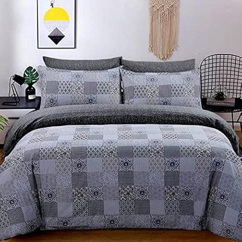 DTEX HOMES 100% Cotton Duvet Cover Set Printed Reversible Duvet Quilt Cover Set Cover