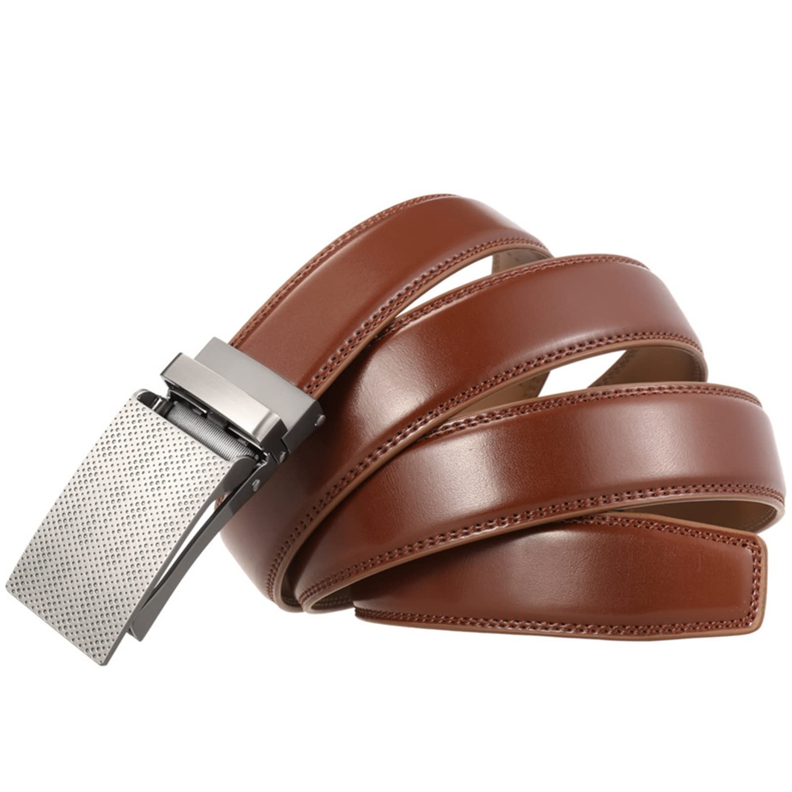 Overhil1s Men's Belt, 3 cm Wide Dark Brown Belt for Men Ratchet Dress Belt  Men Automatic Buckle Strap Business Casual Brand Genuine Leather (Belt ...