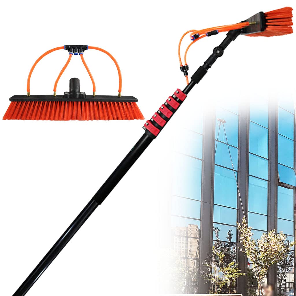GHFXSCV 18ft Telescopic Window Squeegee & Cleaning Brush Kit - Extendable Water-Fed Pole for Efficient Glass Roof & Solar Panel Cleaning - Ideal Water Spray Tool for Streak-Free Shine