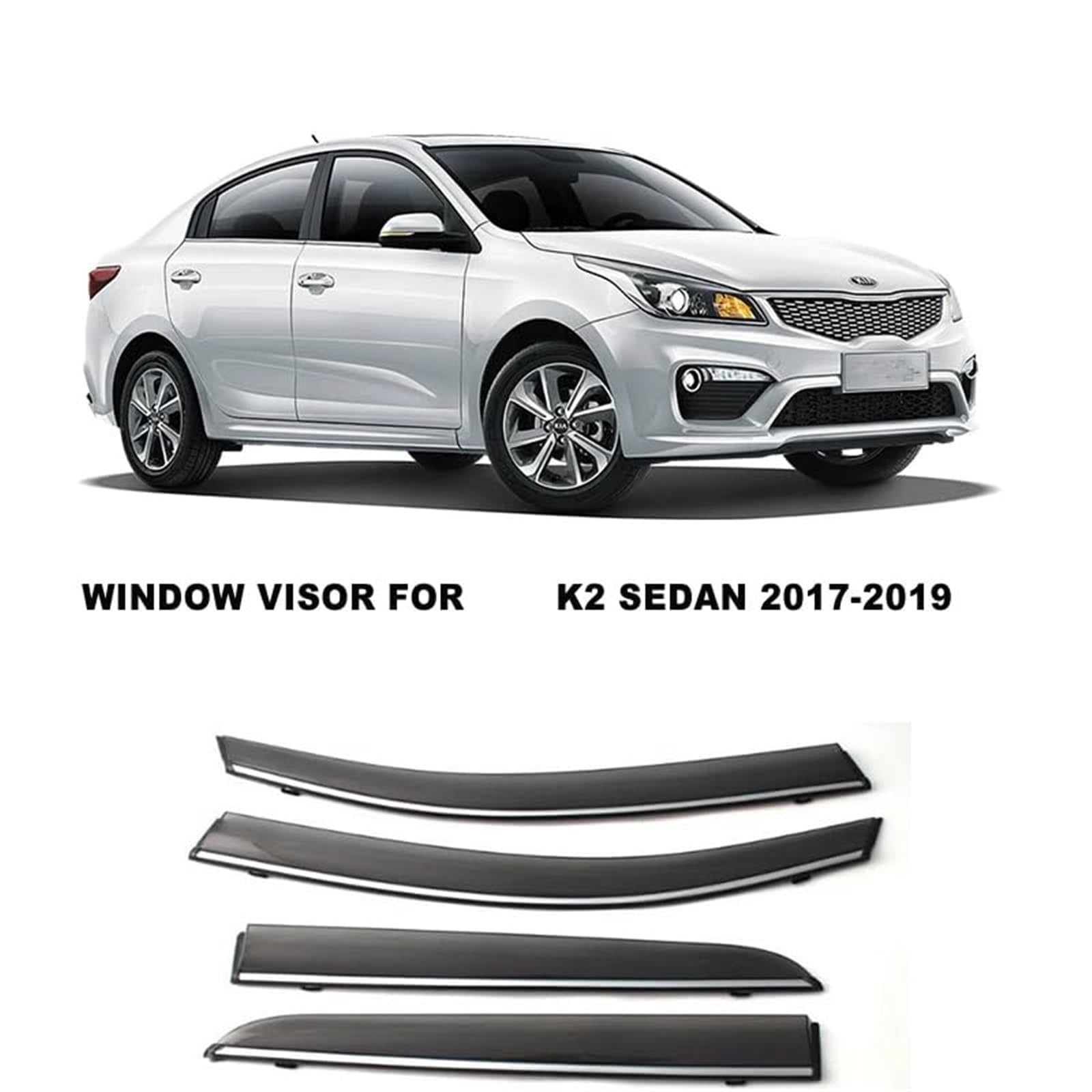 per Kia, K2 Sedan 2017 2018 2019 Sole Pioggia Deflettore Sole