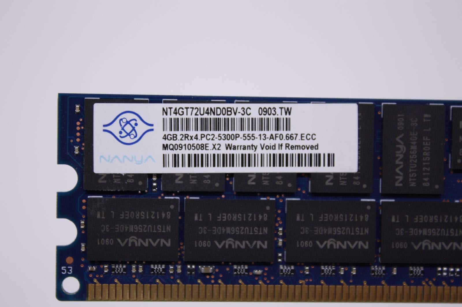 DDR 512 NANYA メモリ PC2-5300 NANYA 4GB PC2-5300 DDR2 REG ROHS MEMORY MODULE NT4GT72U4ND0BV-3C
