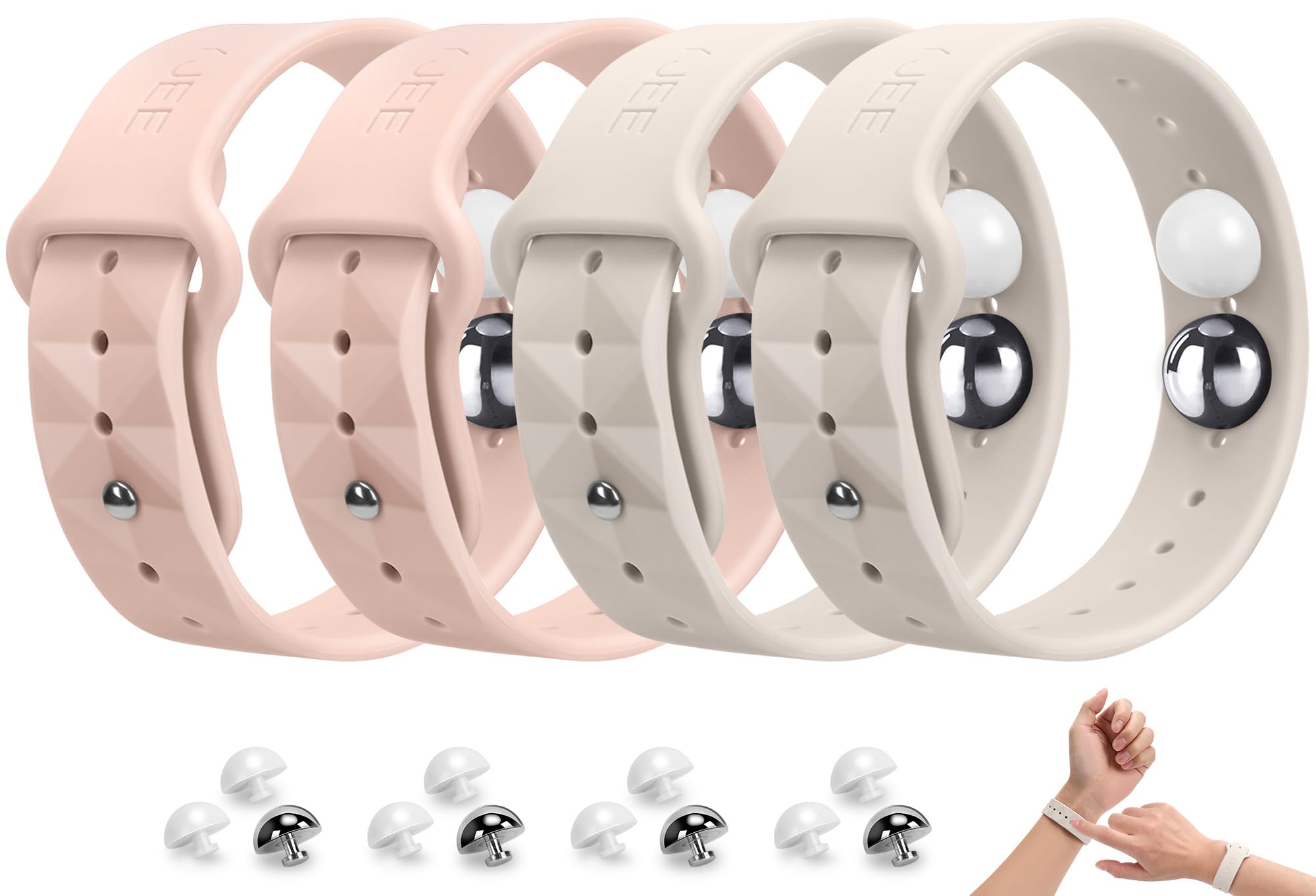 Motion Sickness Bracelets for Travel: Acupressure Anti Nausea Wristband for Morning Sickness - Sea Sickness Wristbands for Car Boat Air - Nausea Bands for Motion Sickness 2 Pair Pink Starlight