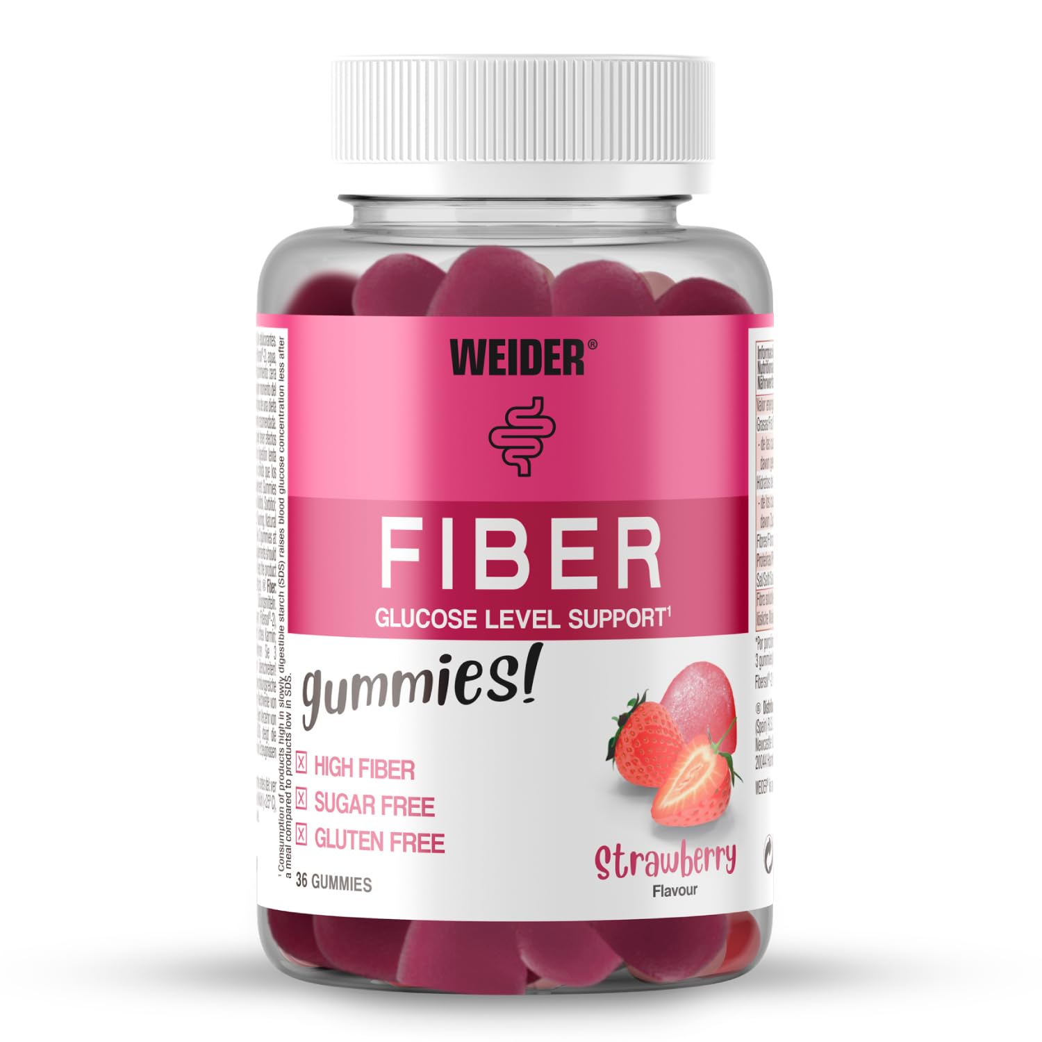 Weider Fiber Gummies (36 Gums) Strawberry Flavour, No Added Sugar