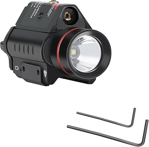 Miniatura 6 de Feyachi Linterna láser rojo/verde Combo 500 lúmenes luz táctica con montaje en carril Picatinny Negro -,Níquel,Arena