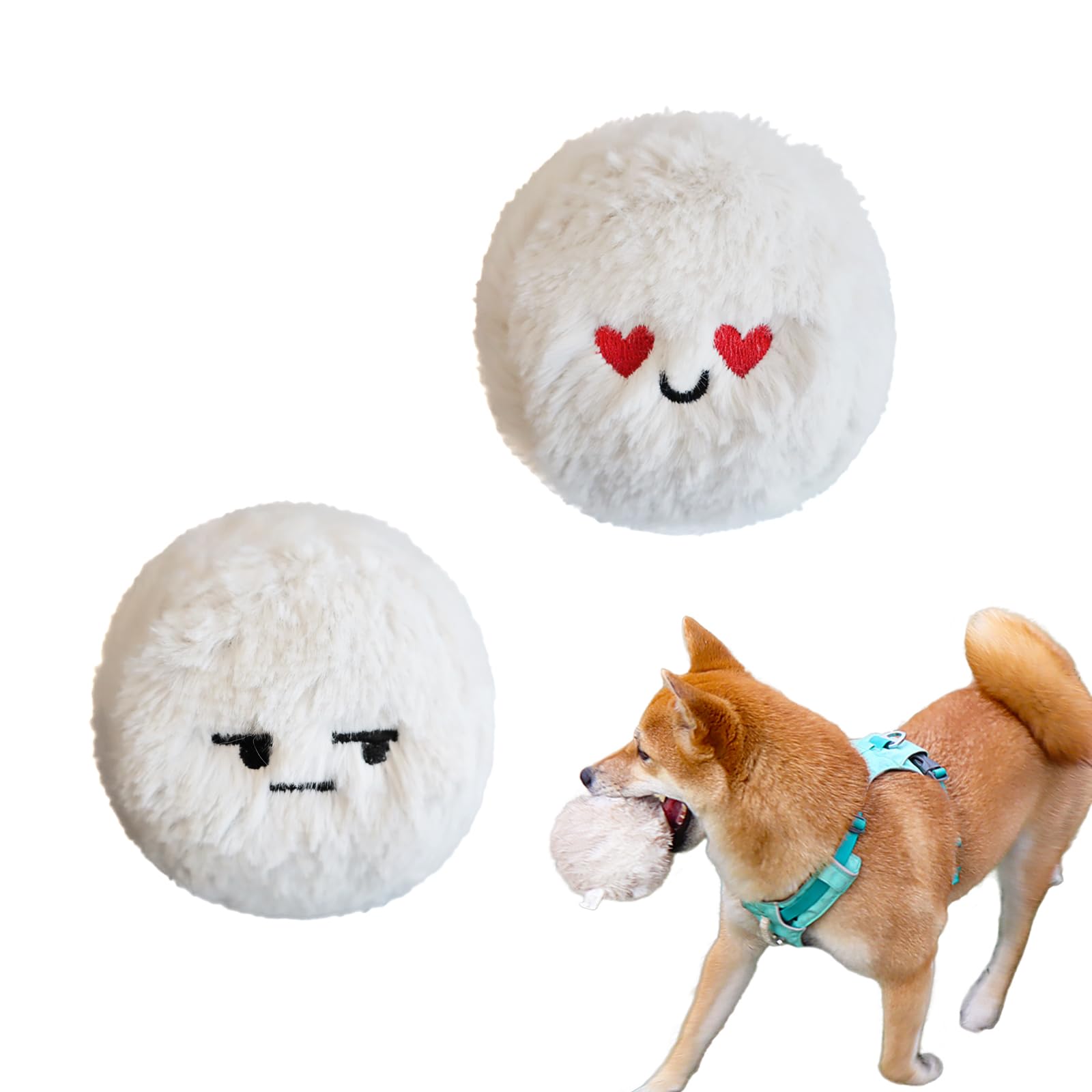Veinbuty 2 Pack Squeaky Dog Toys 2 in 1 Interactive Dog Balls with 2 Layers Plush Puppy Chew