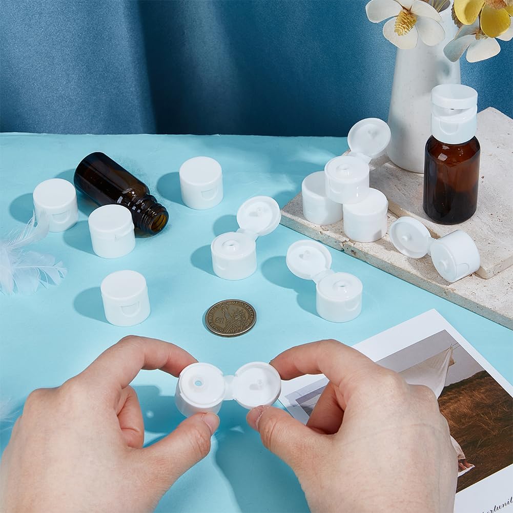OLYCRAFT 36Pcs 20/410 Flip Top Dispensing Cap White Replacement Condiment Caps Reusable Plastic Bottle Cap Flip Top Lids for Shampoo Moisturizer Squeeze Bottles Dispensing Caps - Inner Diameter 20mm
