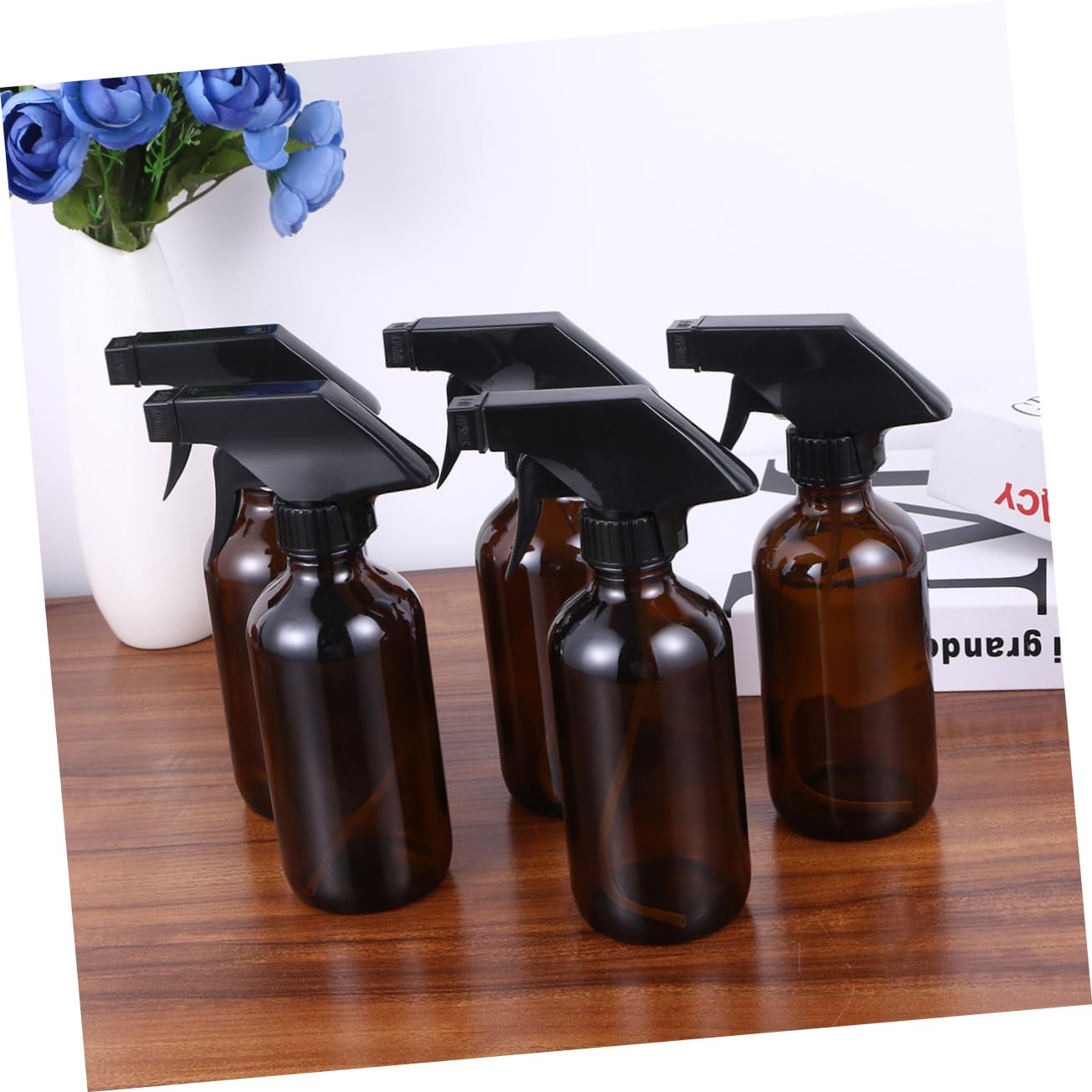 Alipis Glas Sprühflaschen für Aromatherapie und Flüssigkeitsabfüllung 4 Stück 250ml Braun aus Glas und Pp Nachfüllbare Wassersprüher Leicht zu Bedienen und Zeitsparend