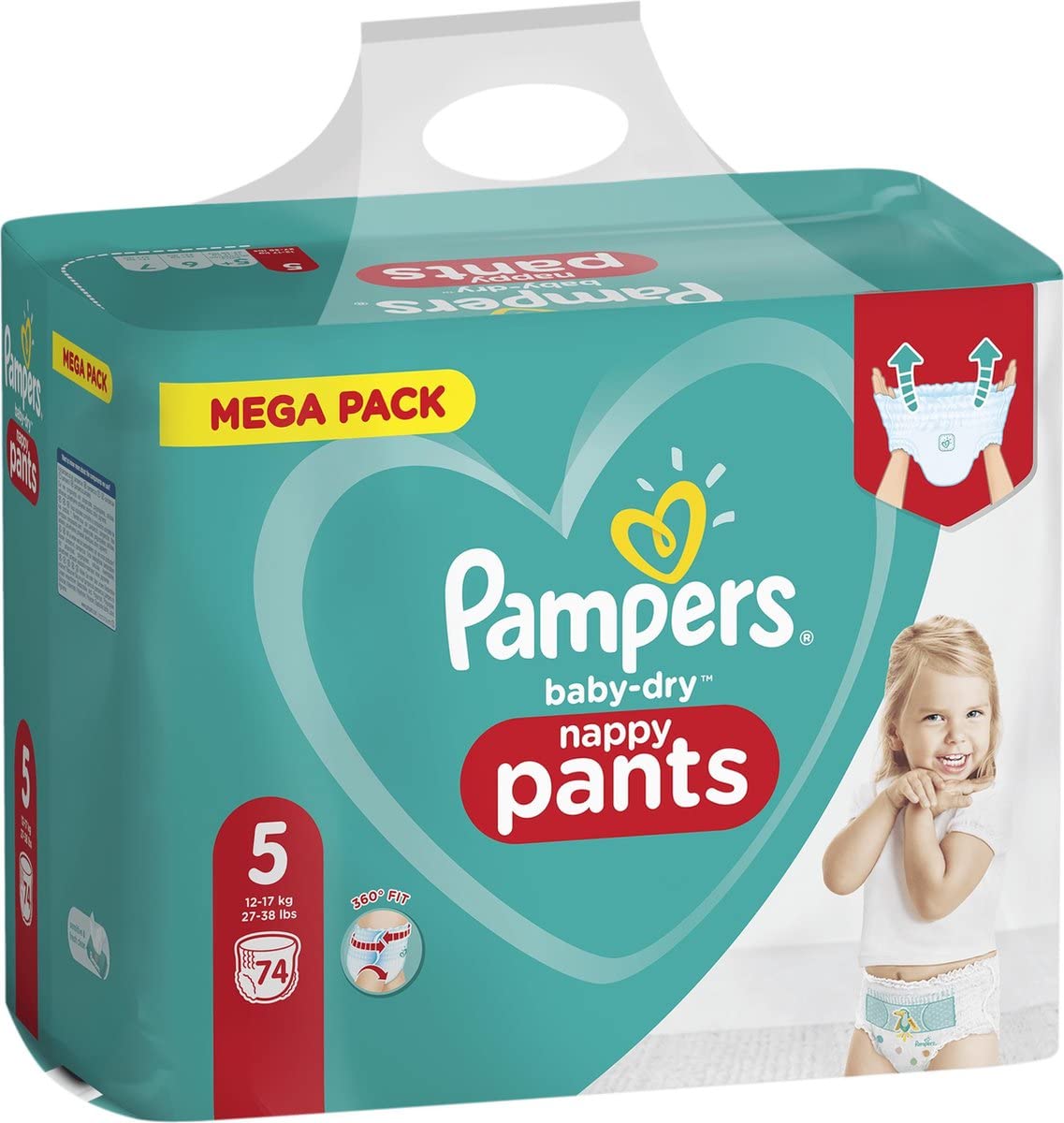 Pampers 81714231 Baby-Dry Pants pieluchy, białe, 74 sztuki