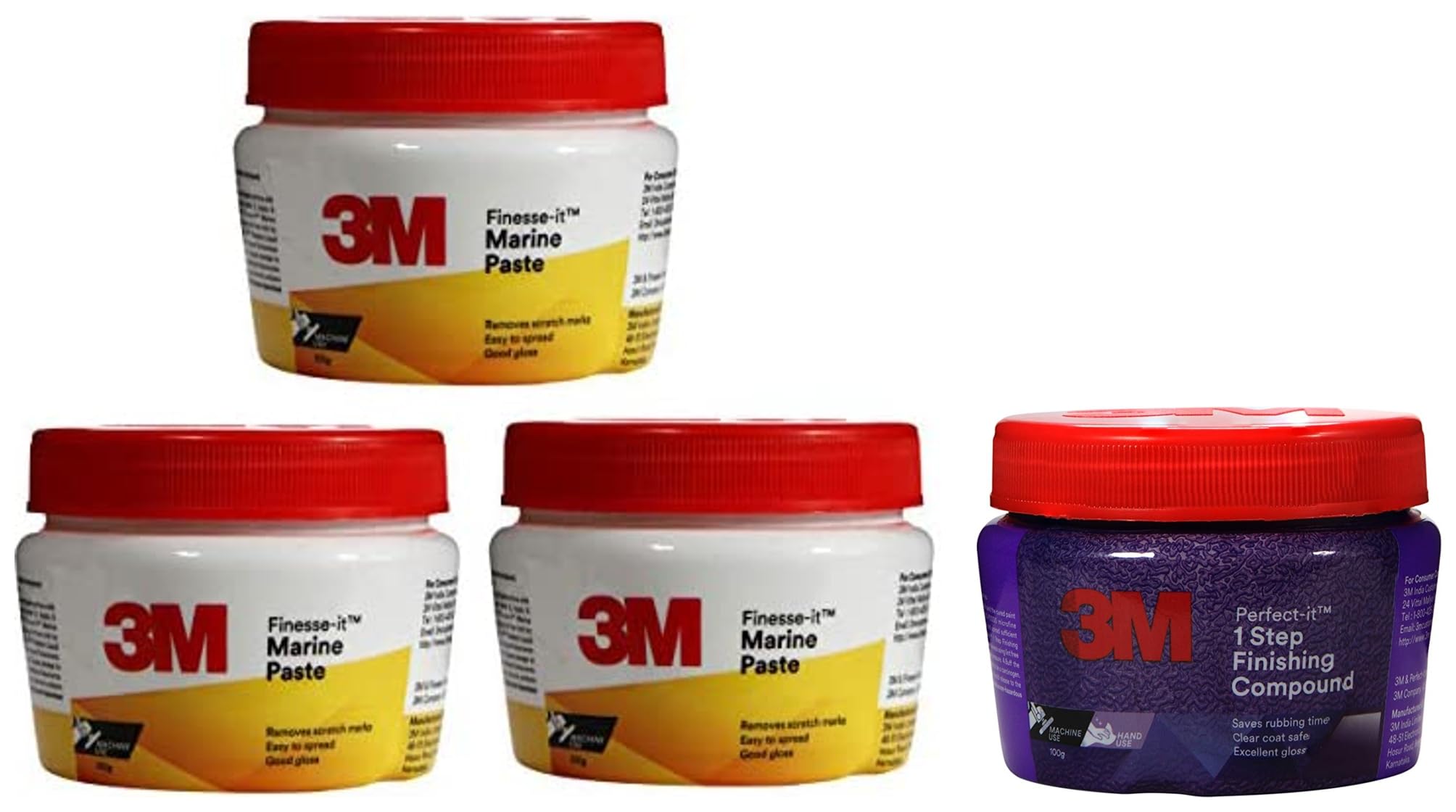 3M Finesse-It Marine Paste Compound-White 100g - Pack of 3 & 3M-Perfect-IT 1-Step Finish Compound, 100 G