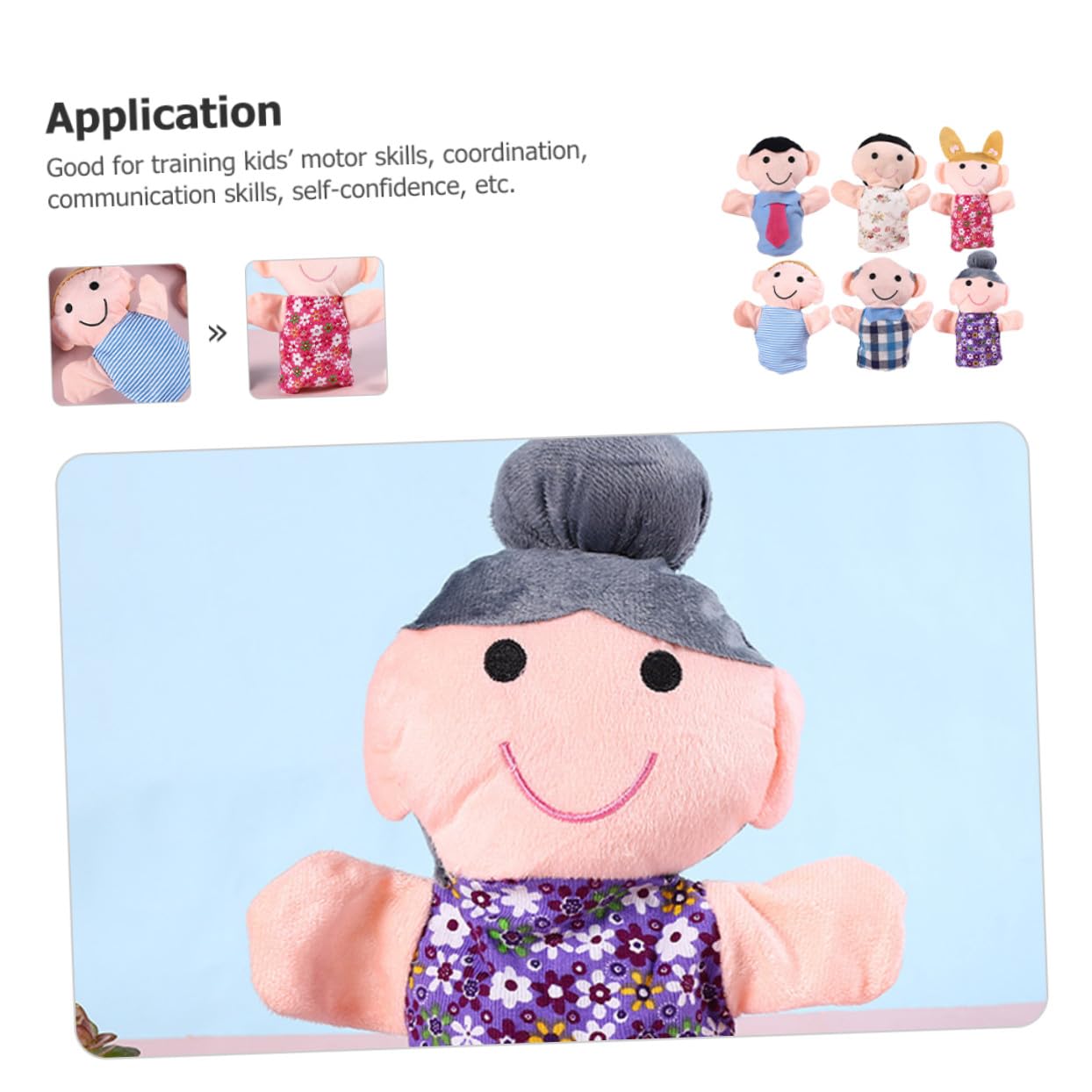 SOIMISS 6 pezzi Burattini da Mano per Marionette Educative in Morbido Cotone PP Gioco di Ruolo Creativo per Sviluppo Manualità e Immaginazione