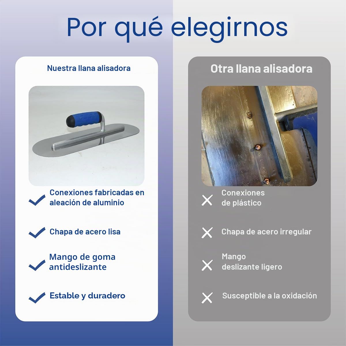 Llana alisadora totalmente redondeada de 300 x 125 mm, de acero inoxidable, para hormigón, interior y exterior, paleta ligera para piscina