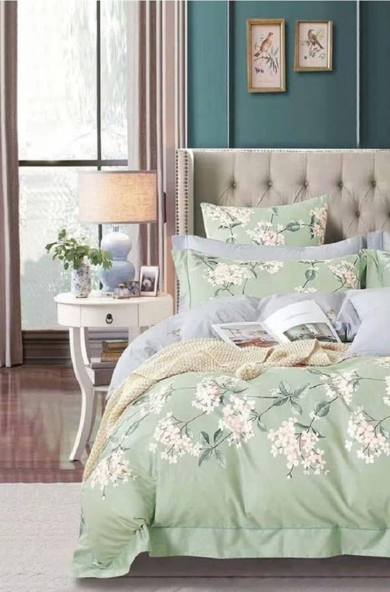 Super Soft Glace Cotton Single AC Comforter II Blanket II Duvet for Single Bed with 1 Flat Bedsheet and 1 Pillow Cover, 3 Pc Set (Print 12)-image-36