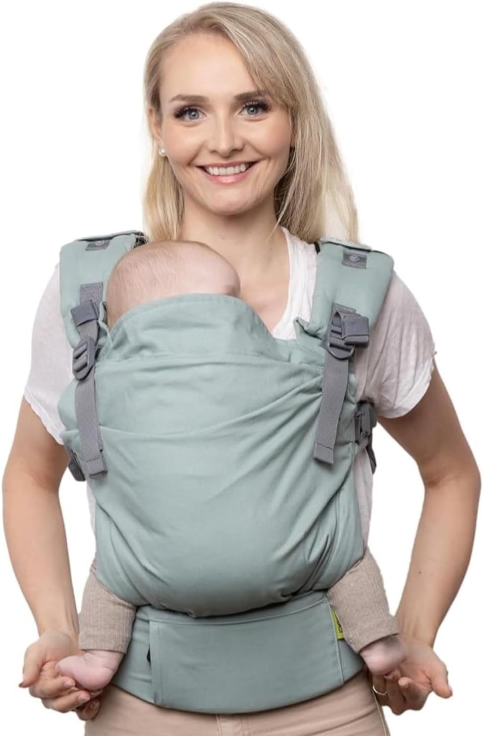 Boba X Mochila Portabebés Ergonómica - Ajustable de Bebé Recién Nacido a Niño - 2 en 1: Portabebé Delantero y Mochila de Porteo a la Espalda con Tirantes Cruzados (3-20 kg) - Sea Mist