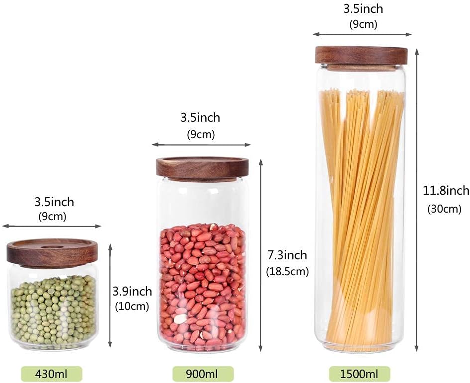 Glass Canisters Set of 5 and 42 FL OZ Glass Food Canisters' Bundle image 2