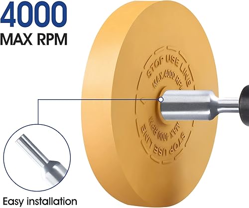 Miniatura 5 de Paquete de 4 removedores de calcomanías, rueda de goma de borrar, rueda de goma para quitar calcomanías para automóviles, herramienta de eliminación