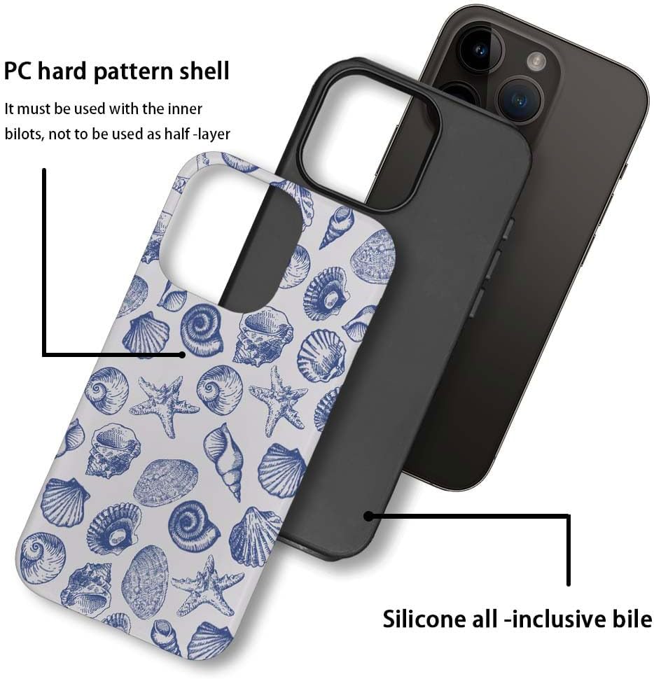 DAIZAG Case Compatible with for iPhone 14,Cute Blue Seashell Phone Case for iPhone 14 for Girl Women Boy Men - Image 2