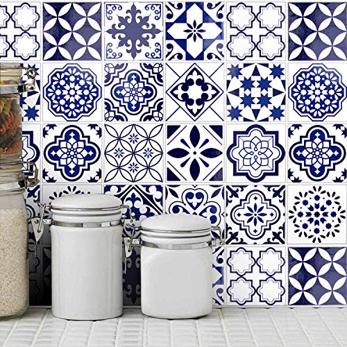 Blue Peel and Stick Wallpaper Kitchen Wallpaper 17.8x78.7Self-Adhesive Wallpaper Stick and Peel Removable Wall Paper Waterproof Contact Paper Vinyl Film for Countertop Kitchen Backsplash Decorative