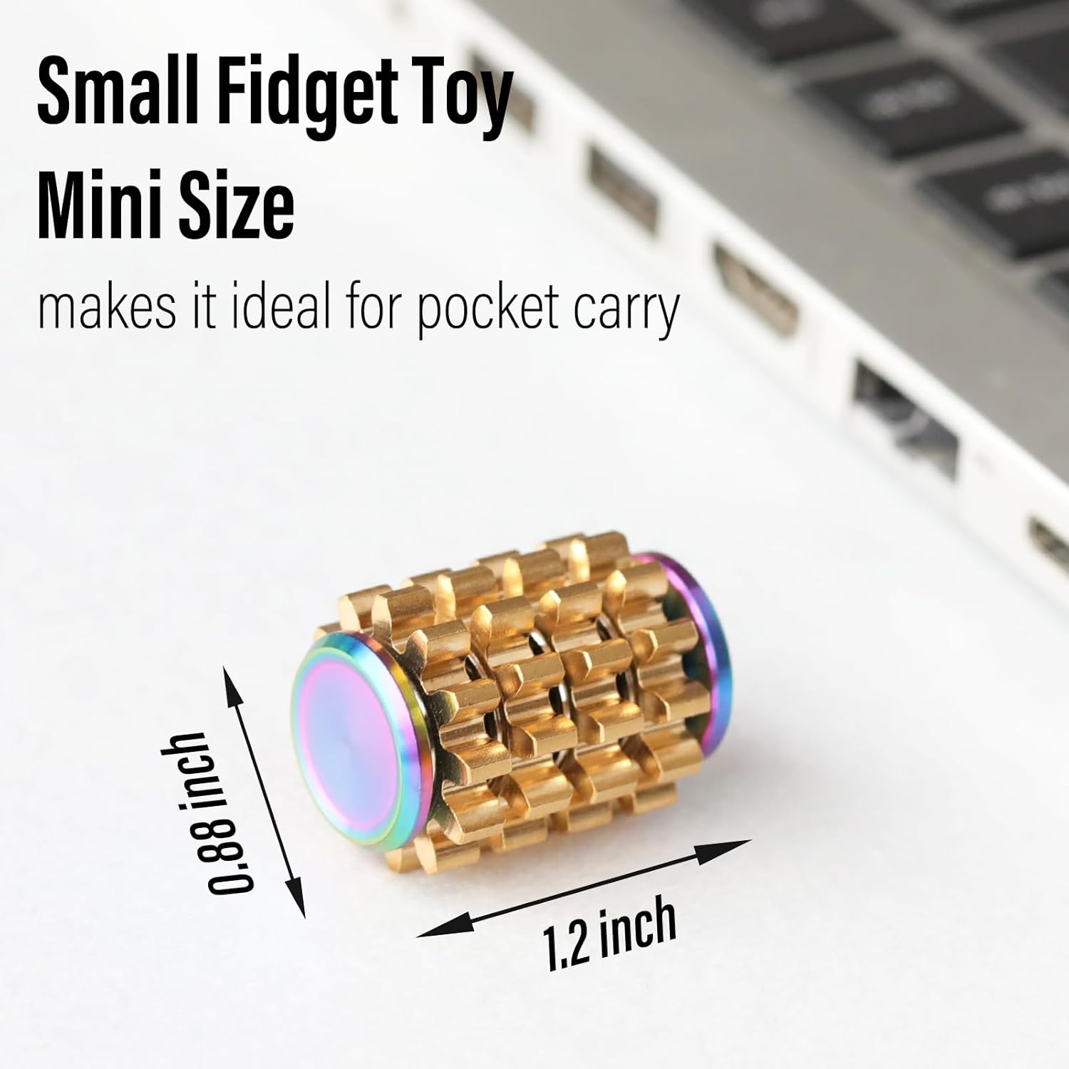 FREELOVE Chain Gear Little Ouchies Pain Fidget Spinner, Mini Small Stim Spiky Grippie, Metal Roller Stress Relief Massager, Quiet Spin Fidget Toys for Adults (4-Gears, Rainbow)