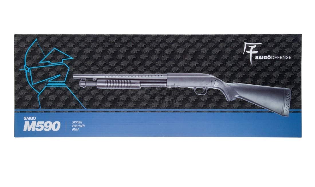 SAIGO Fucile Softair Manuale a Molla M500 Calcio Lungo Potenza: 0,5 Joule, Colore:Nero