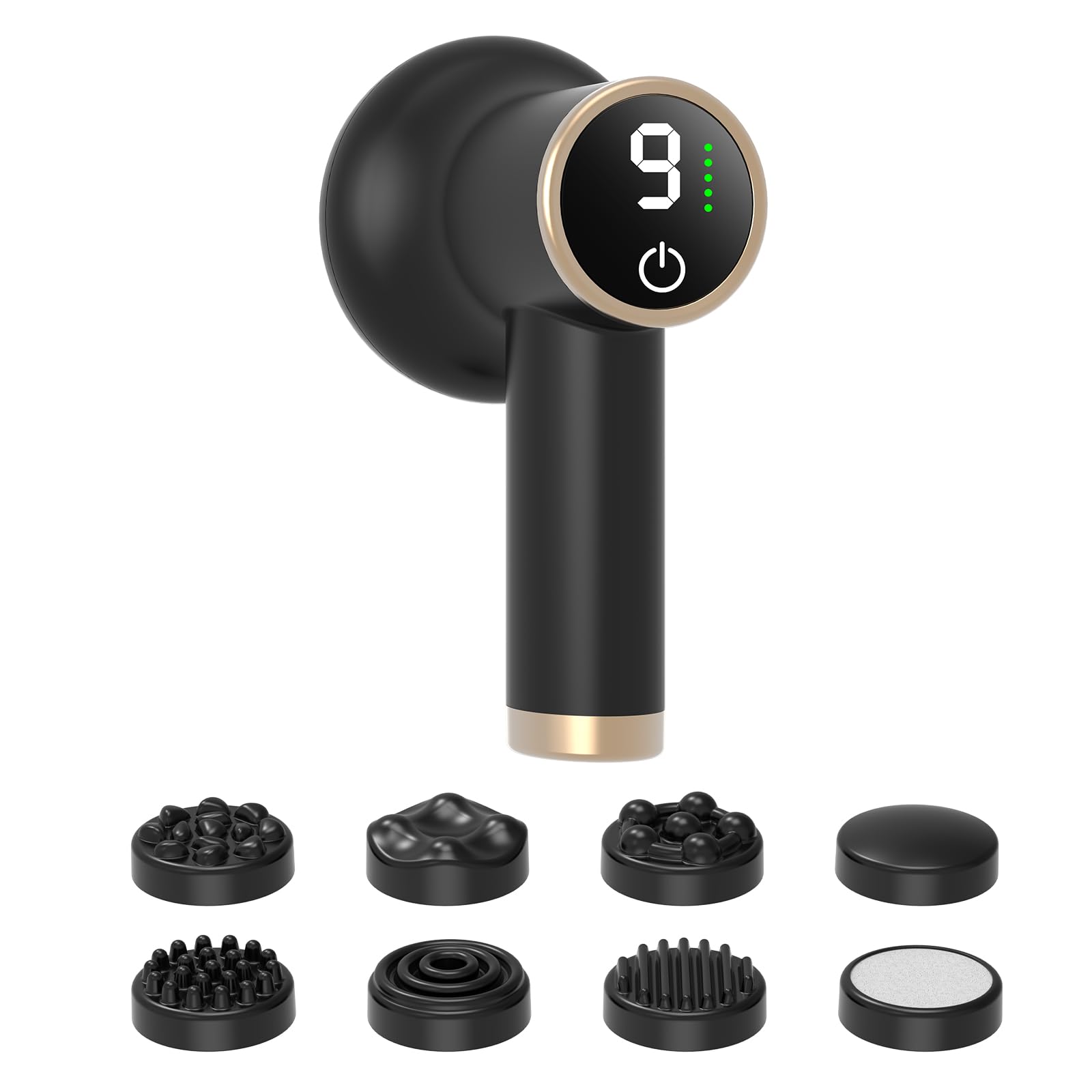 Kabelloses Anti-Cellulite Massagegerät mit 9 Vibrationsstufen & 8 Köpfen, Wiederaufladbar Handmassagegerät für Arme - Hautstraffung, Cellulite-Reduktion & Blutzirkulation - Schwarz