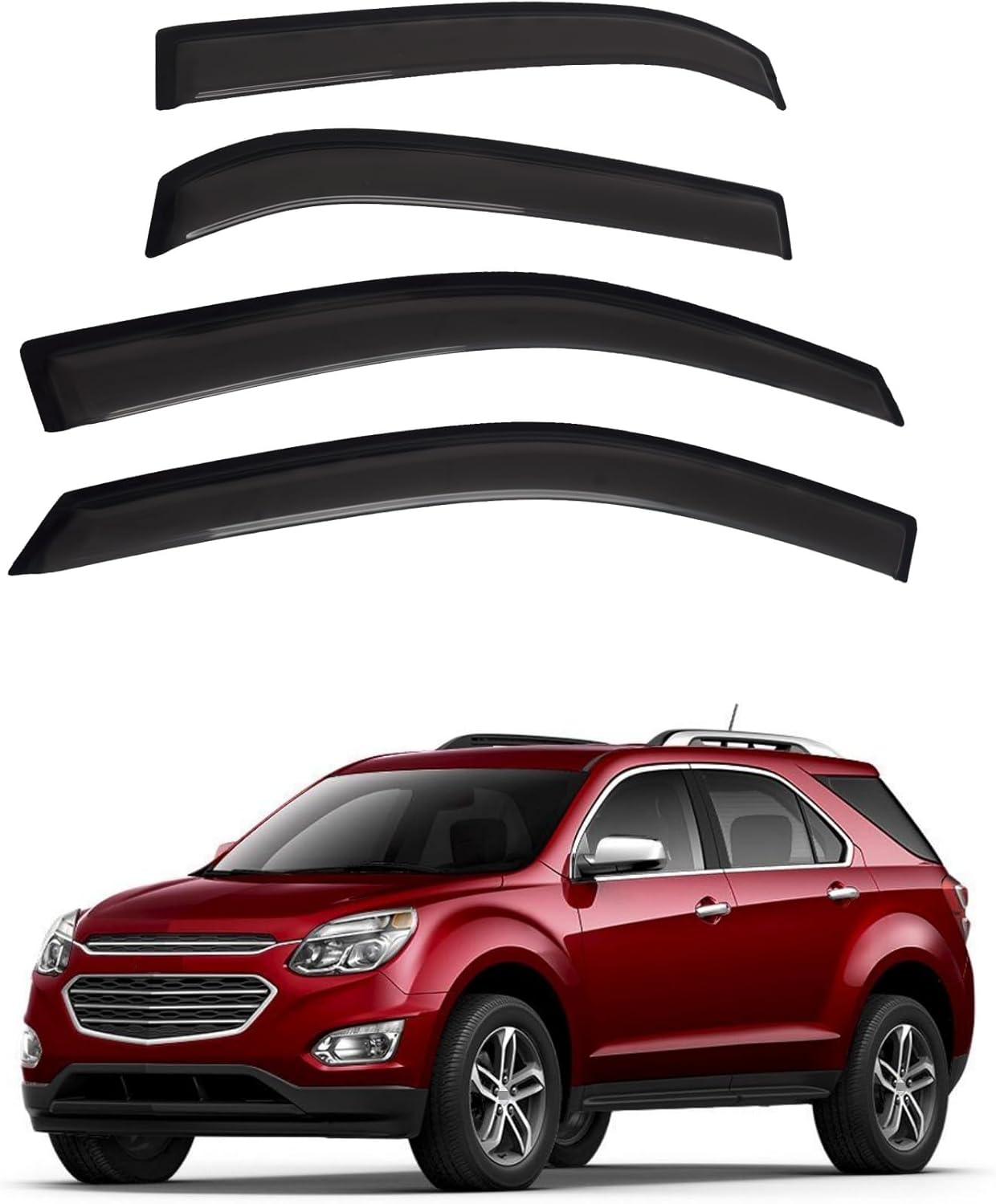 Outside-Channel Rain Guards, Vent Deflectors, Smoke, Fits for Fits 2010-2017 Chevrolet Equinox (4pcs/Set)
