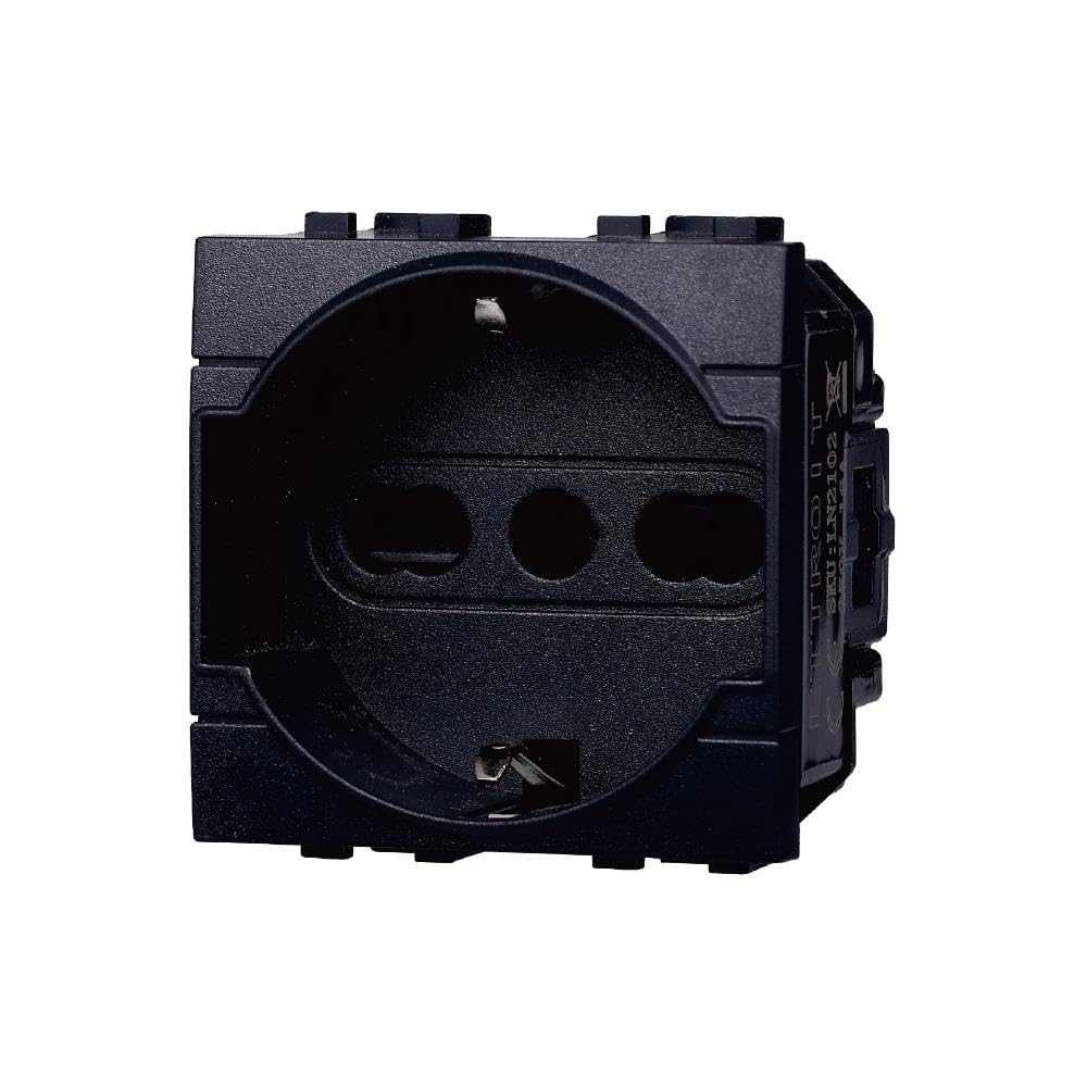 Presa Schuko 2P+T 16A Colore Nero Compatibile Con Bticino Living International/LIGHT