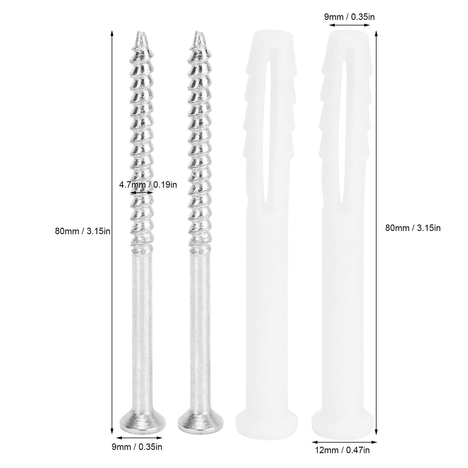 20Set Drywall Wall Anchors Screw, Self Tapping Screws Kit, 80mm 3.1in Expansion Screw,for 8mm Impact Drill, Expansion for Concrete,Bricks,Furniture Hardware