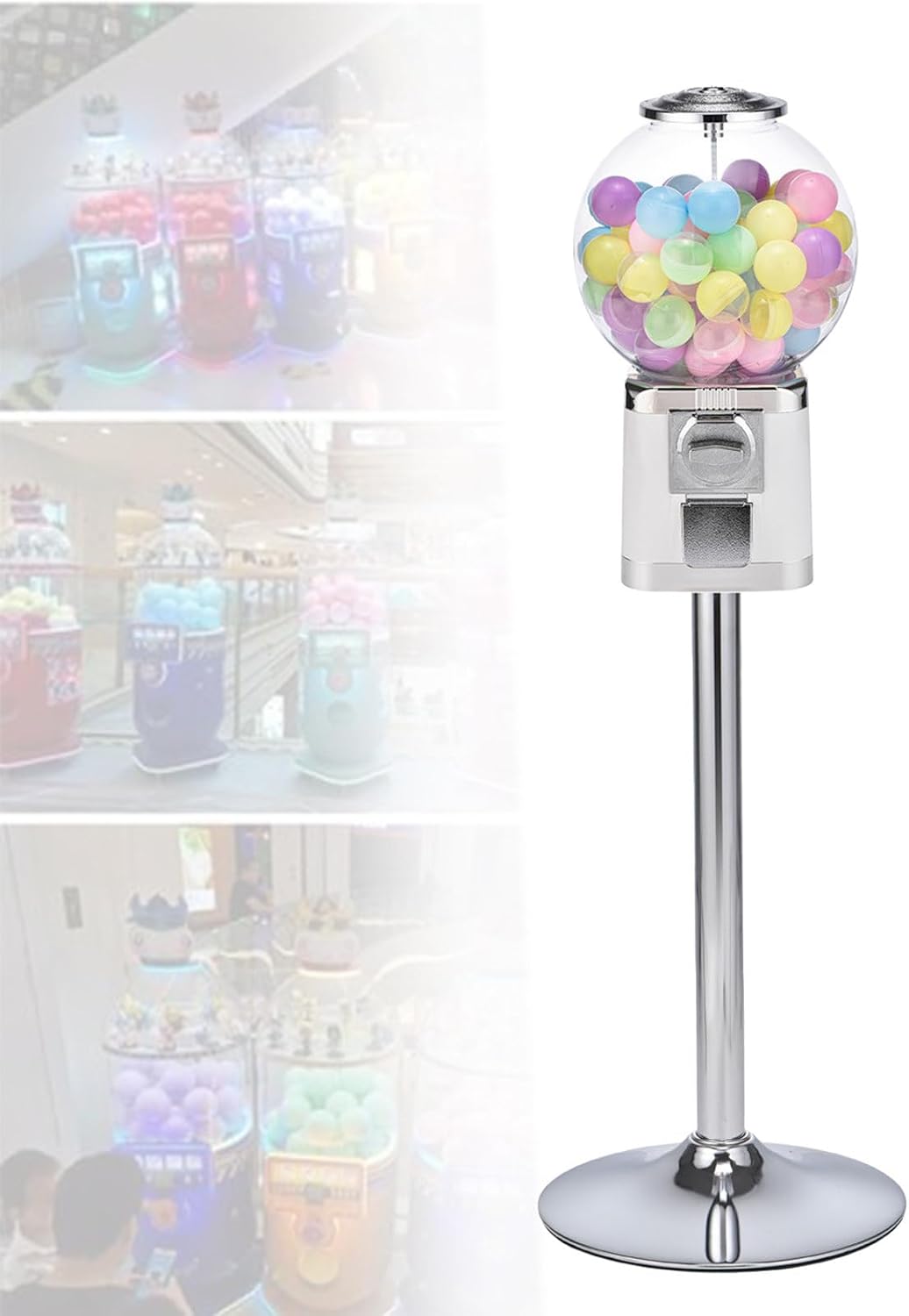 Commercial Toy Capsule Dispenser Vending Machine - Coin Operated with 200 Empty Capsules for Small Candies, Nuts, Gum & Prizes - Fun Interactive Kids Toy, Green Base