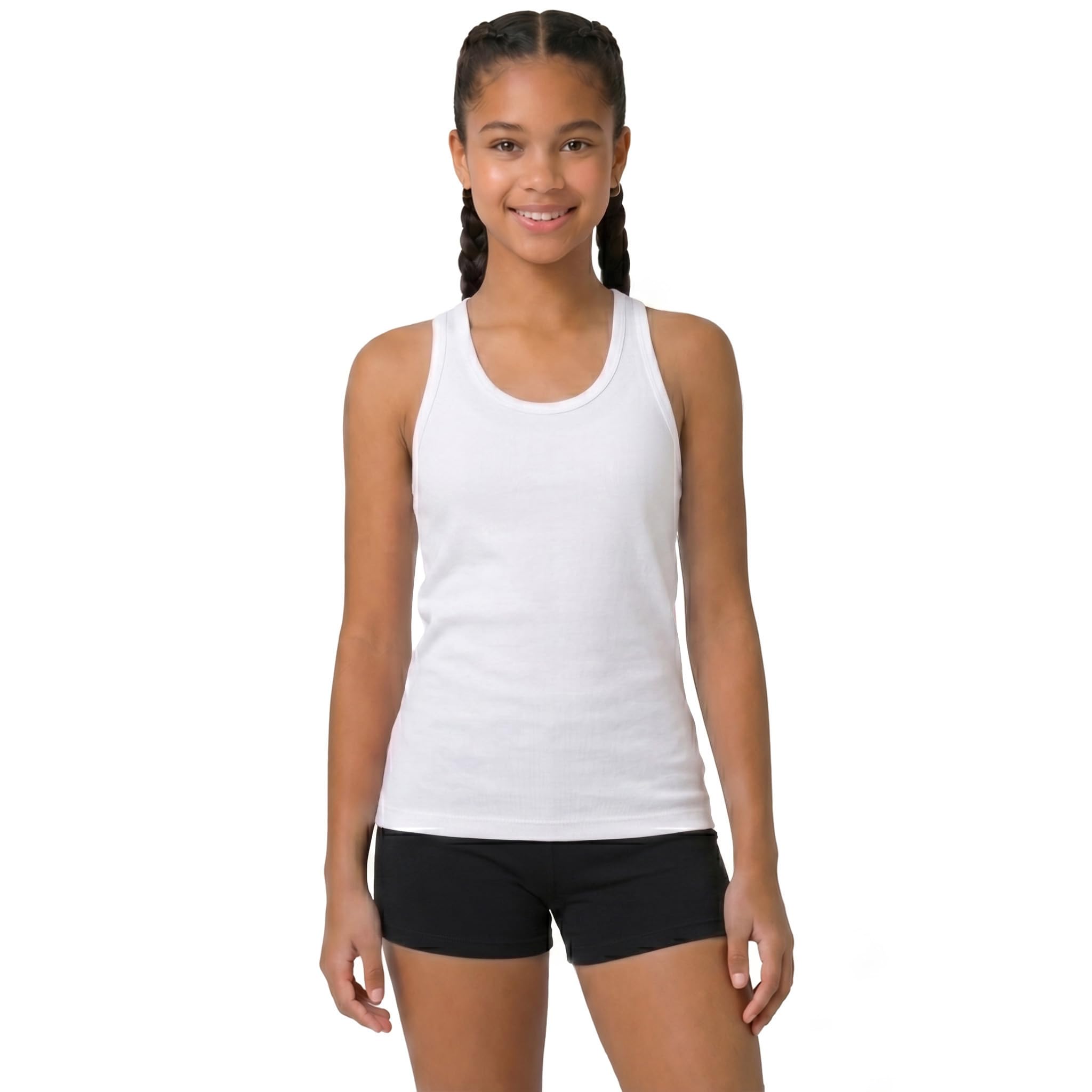 Lilax Girls' Racerback Tank Top 12 White