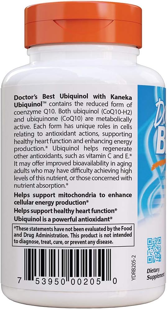 Doctor's Best Ubiquinol with Kaneka QH, Non-GMO, Gluten Free, Soy Free, Heart Health, 100 mg, 60 Softgels : Health & Household